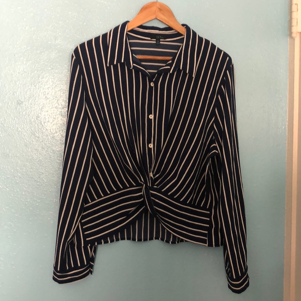 Navy Blue Stripped Blouse